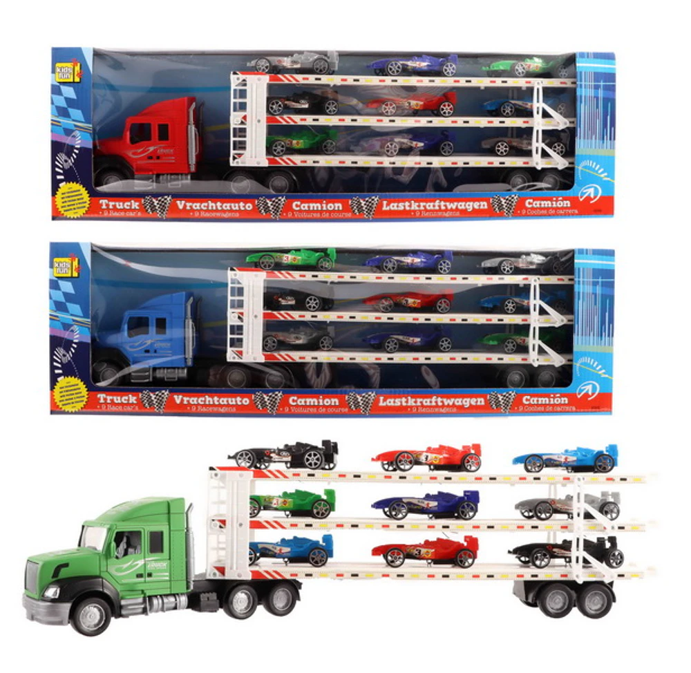 Camion transporteur avec 9 voitures – 58 cm – Kids Fun